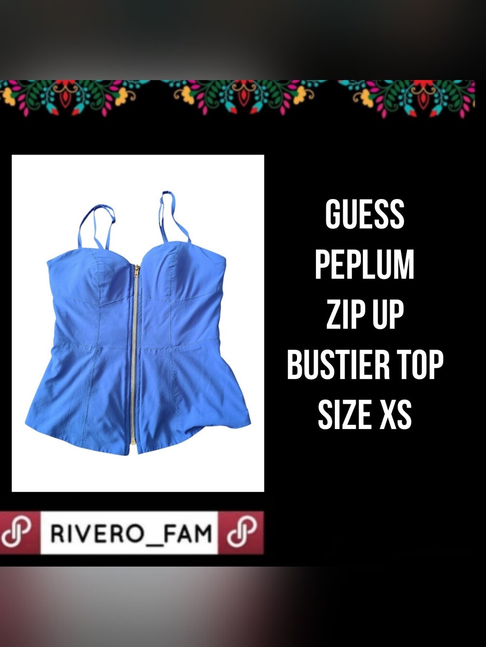 GUESS | PEPLUM ZIP UP BUSTIER TOP | SIZE XS